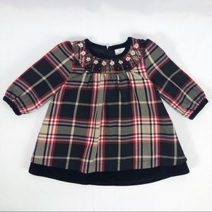 Hanna Andersson Girls 70 Plaid Black Velvet Dress